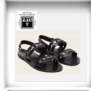 FRYE Womens Ally 2 Band Hammered Stud Sling Leather Sandals Sz 6.5 NIB!